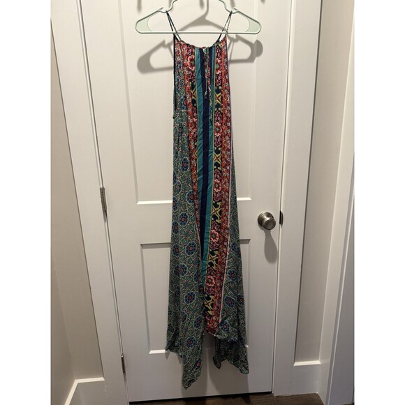 Women’s Anthropologie Ella Halter Tunic Dress M/L Handkerchief Hem Vibrant Color - Picture 6 of 6